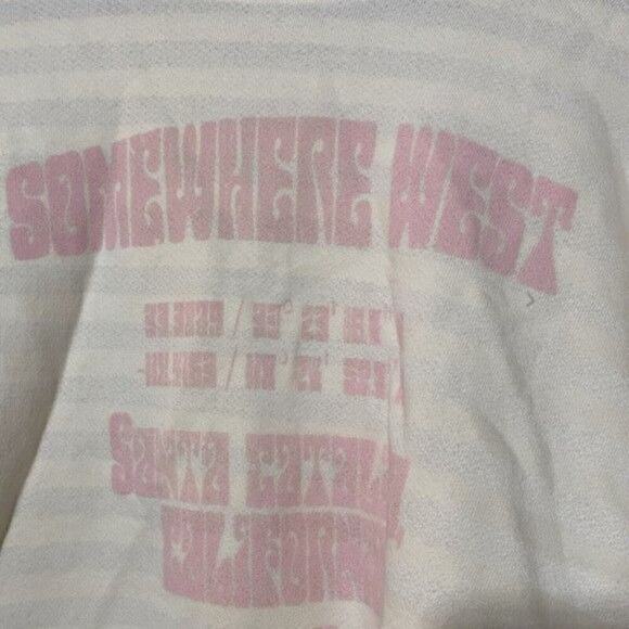 Somewhere West Sweatshirt Women's Medium White Pink Text Soft Cozy  Sweatshirt - Picture 2 of 8